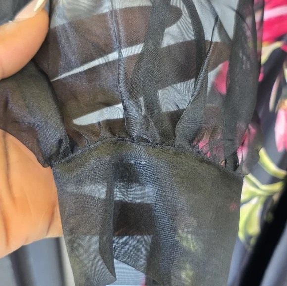 $289 Betsy & Adam Women Organza-Sleeve Floral Belted Gown Sz 4 Old Money - Picture 9 of 16